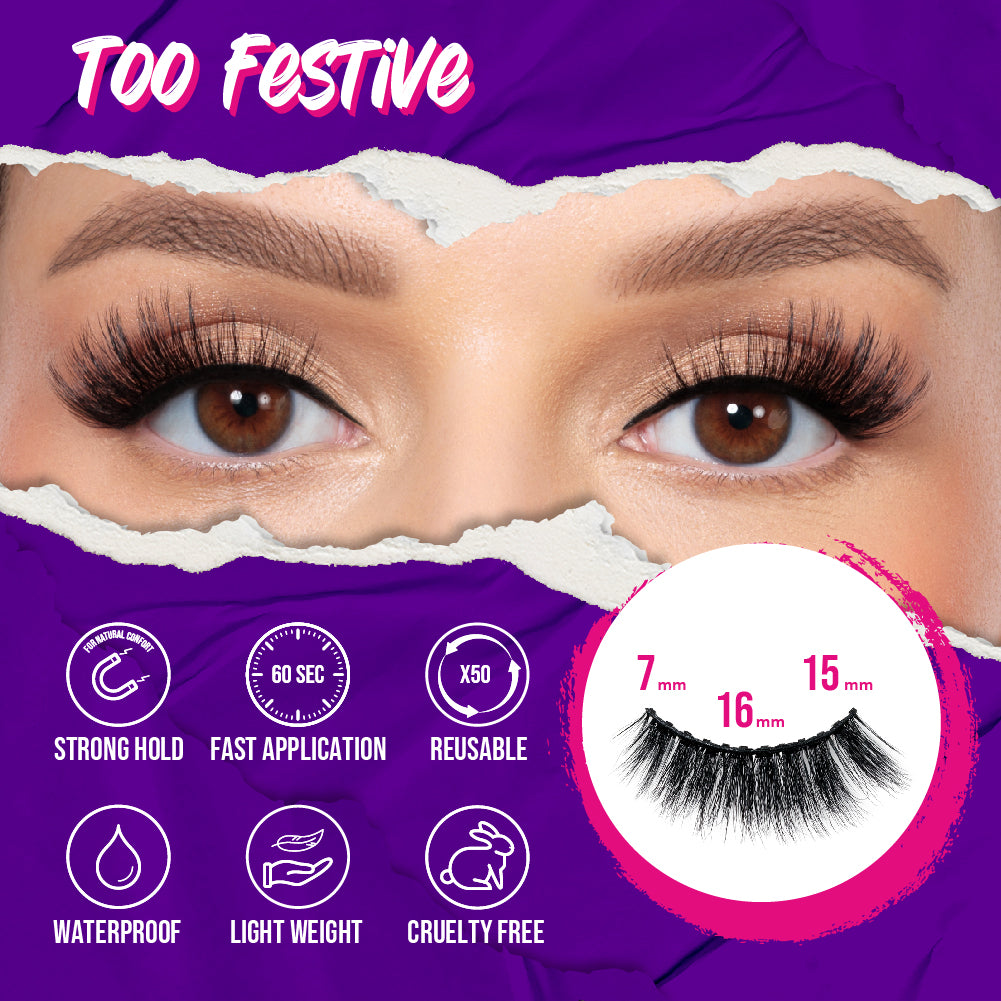 Too Festive Magnetic Eyelashes with 12 Magnets